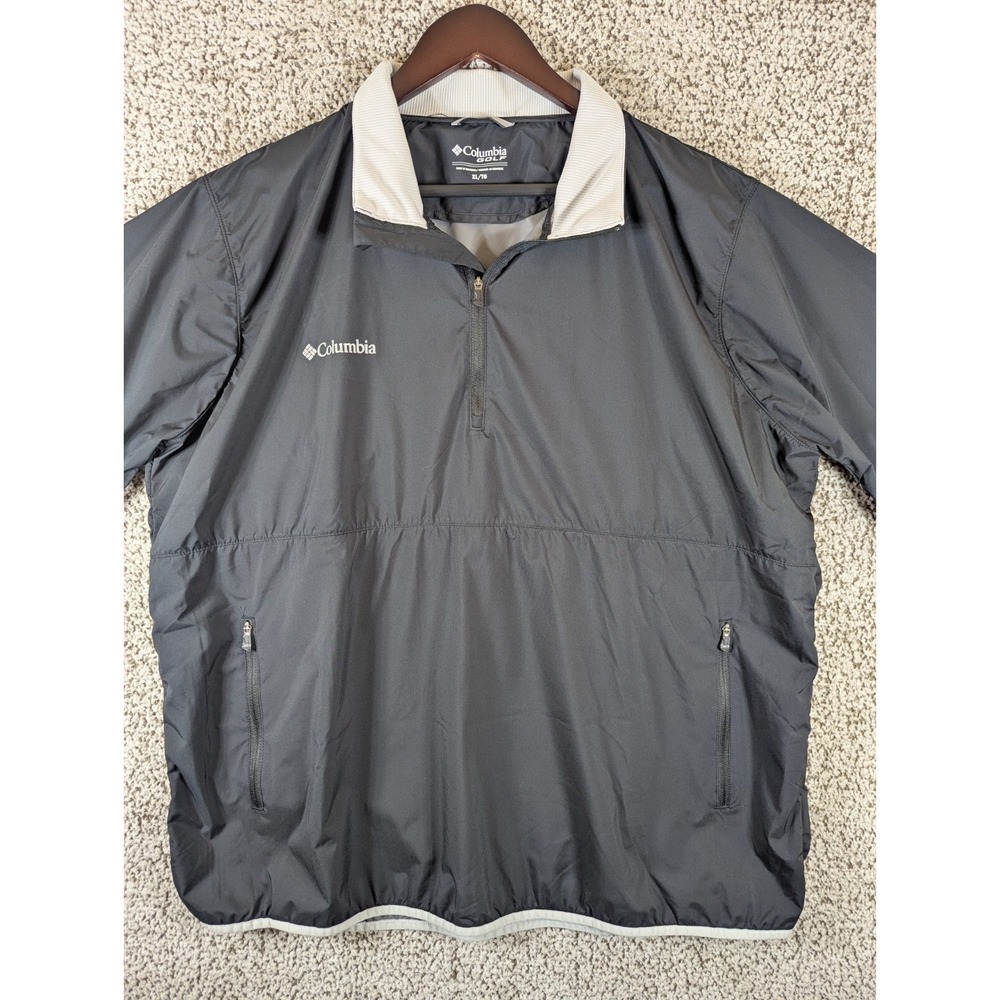 Columbia Golf Lightweight Windbreaker Jacket Mens XL 3/4 Length Sleeves Black